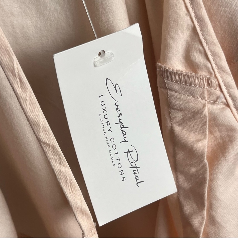 NWT Everyday Ritual Sloan T-Back Nightgown - Champagne Cotton Sateen — Large - Picture 12 of 13
